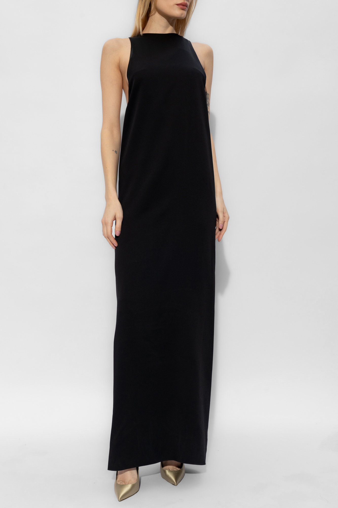 ワンピース SAINT LAURENT Black Stretch Viscose Blend Dress Yves Saint Laurent Women Dress Black Viscose Blend Long